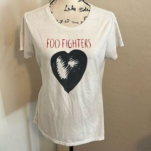 Foo Fighters Band Music White Heart Graphic Shirt